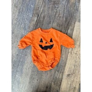 Carters Child of Mine Baby Boys Girls Orange Pumpkin Halloween Bodysuit 0-3M